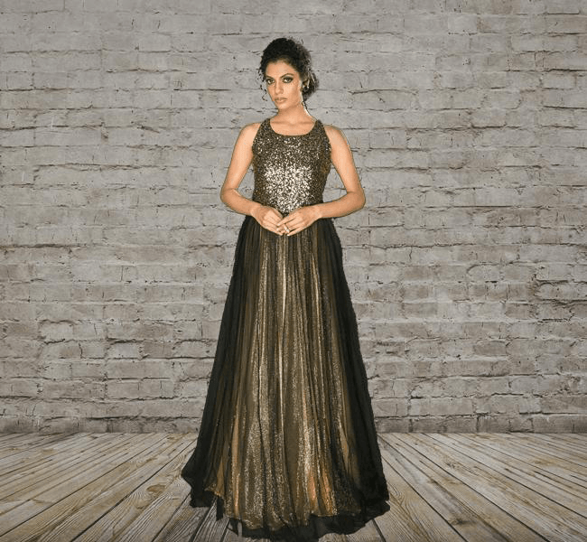 Black gold Gown